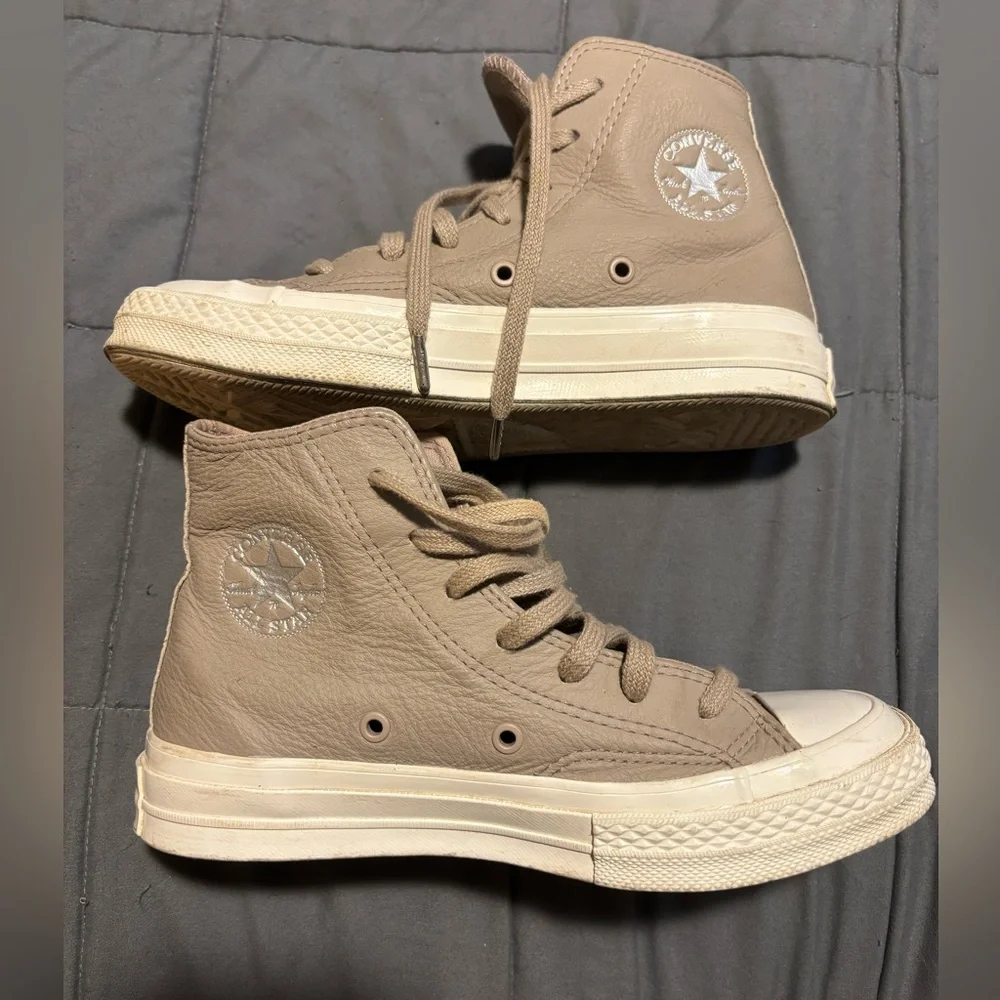 CONVERSE CHUCK TAYLOR High-Top Stone Leather 70 Hi Sneakers Women’s Size 5.5 - Picture 7 of 9